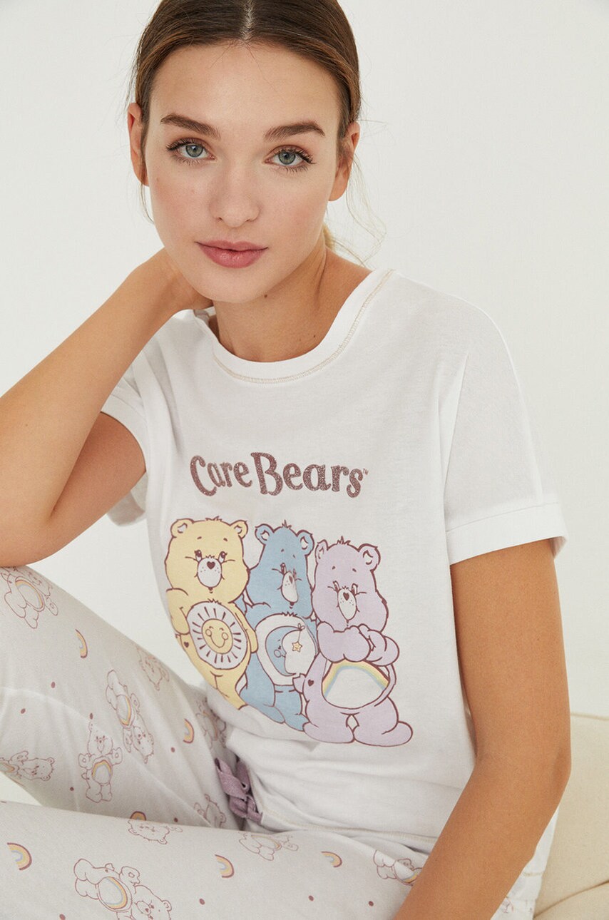 Women'secret pijama femei, culoarea alb, bumbac