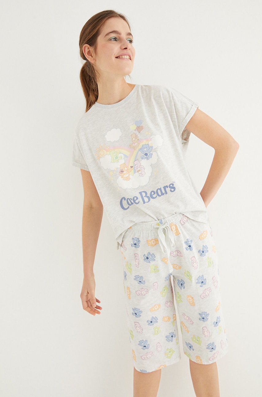 Women'secret pijama femei, culoarea gri, bumbac