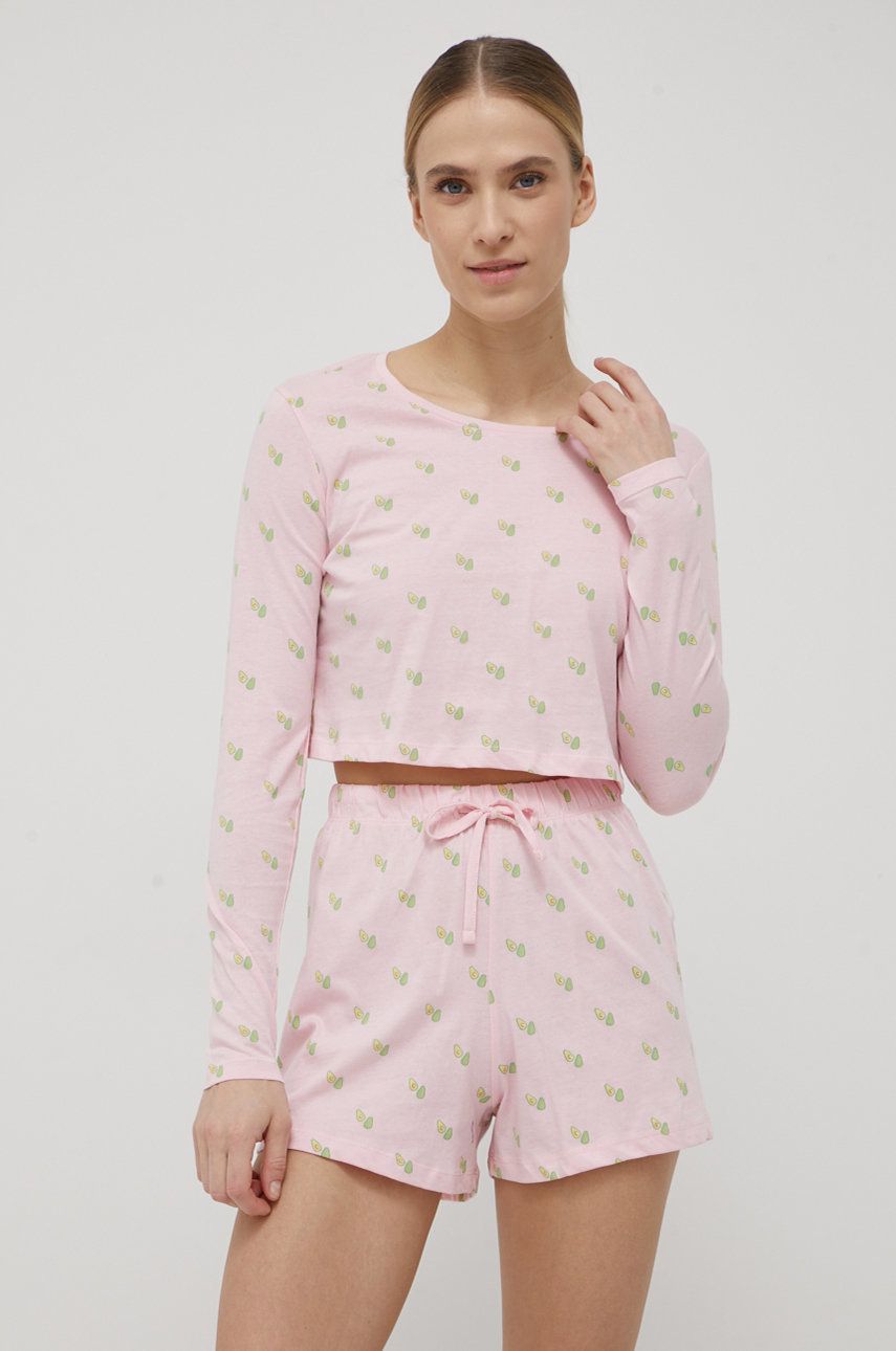 Brave Soul compleu pijama culoarea roz, bumbac answear.ro imagine noua