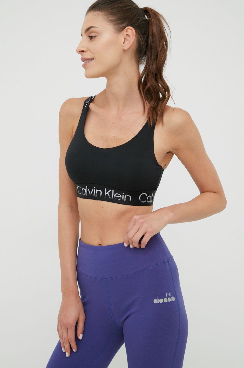 Calvin Klein Performance biustonosz sportowy Active Icon kolor czarny gładki