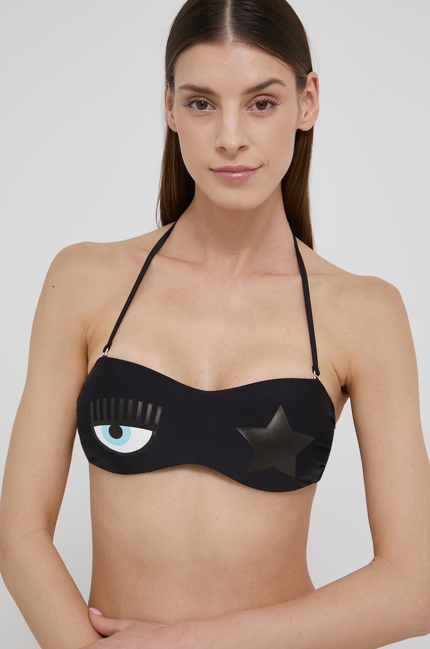 Chiara ferragni sutien de baie culoarea negru, cupa usor rigidizata