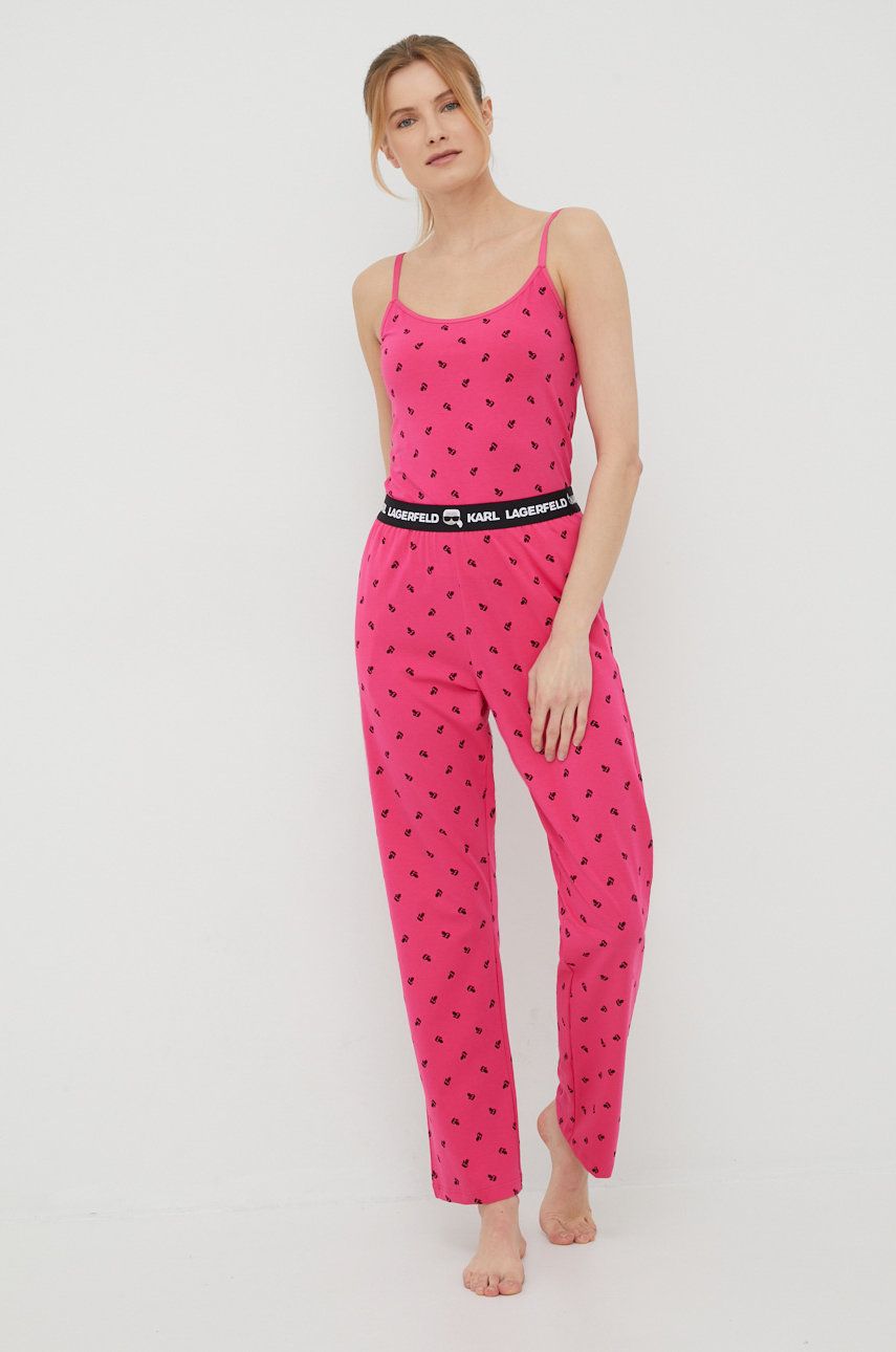 Karl Lagerfeld pijama femei, culoarea roz answear.ro