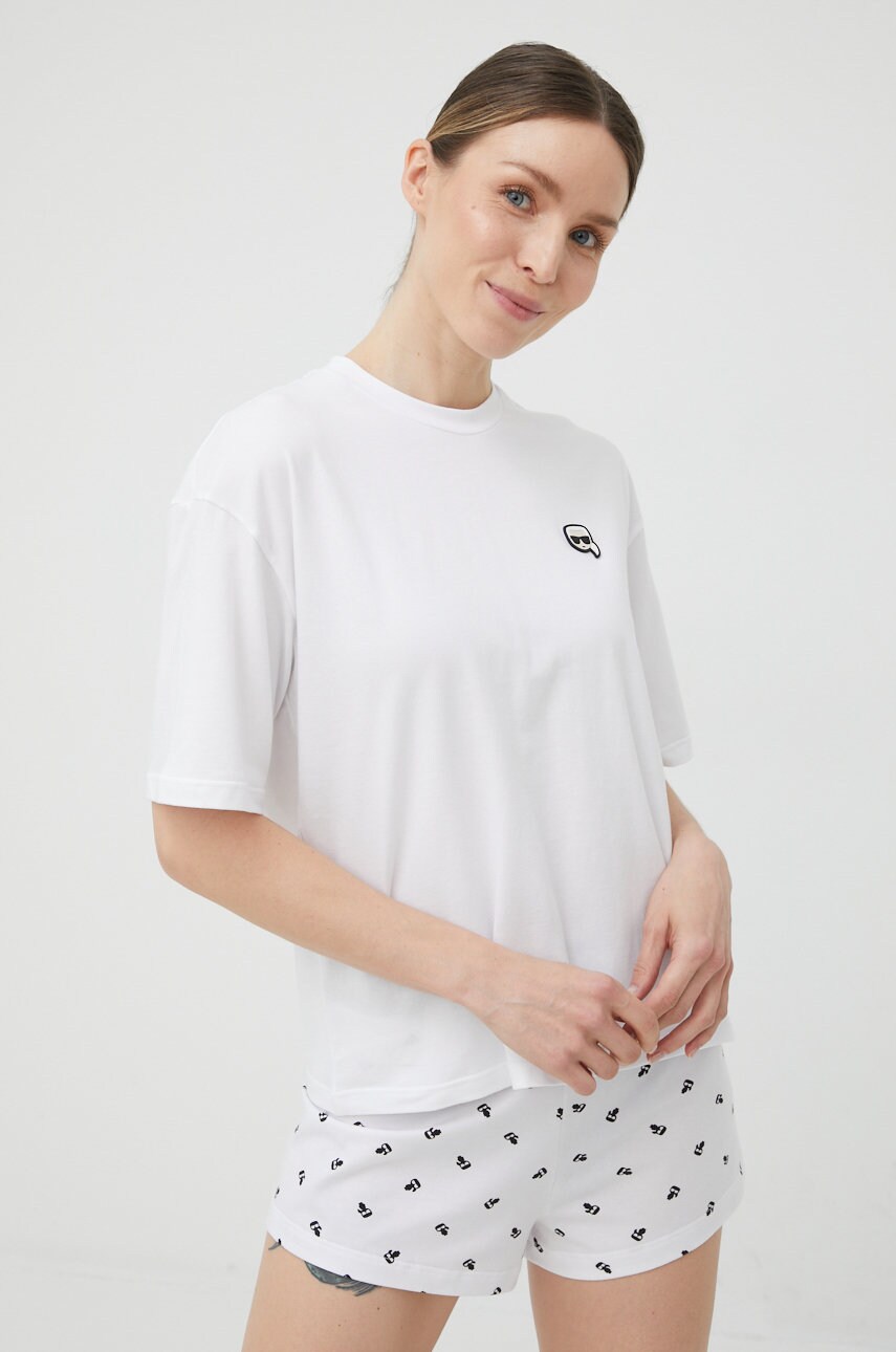Karl lagerfeld pijama femei, culoarea alb