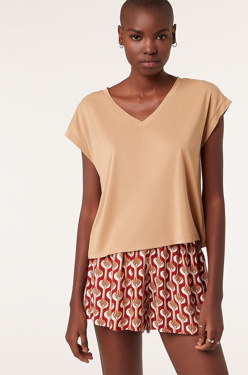 Etam tricou de pijama culoarea maro