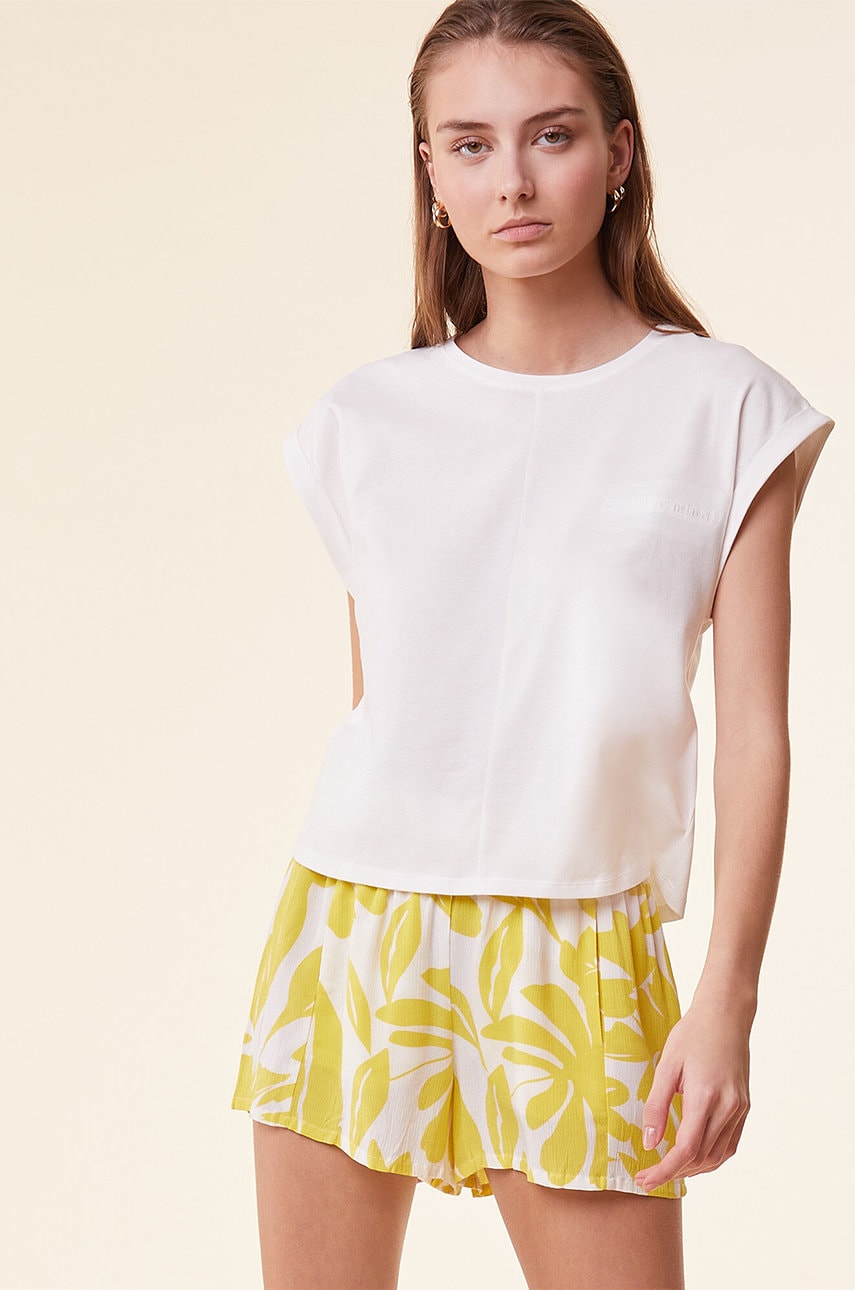 Etam tricou de pijama culoarea bej, bumbac