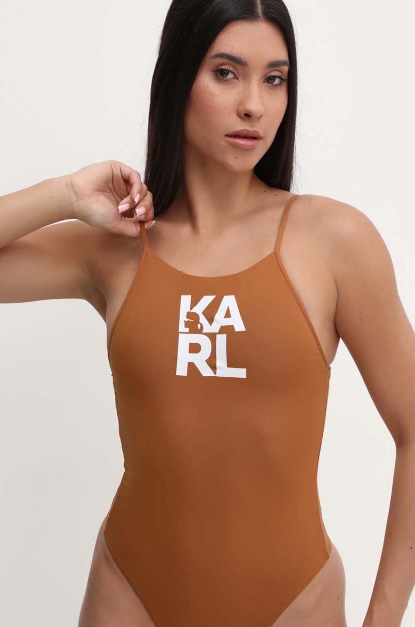 Karl Lagerfeld costum de baie dintr-o bucată culoarea negru, cupa moale