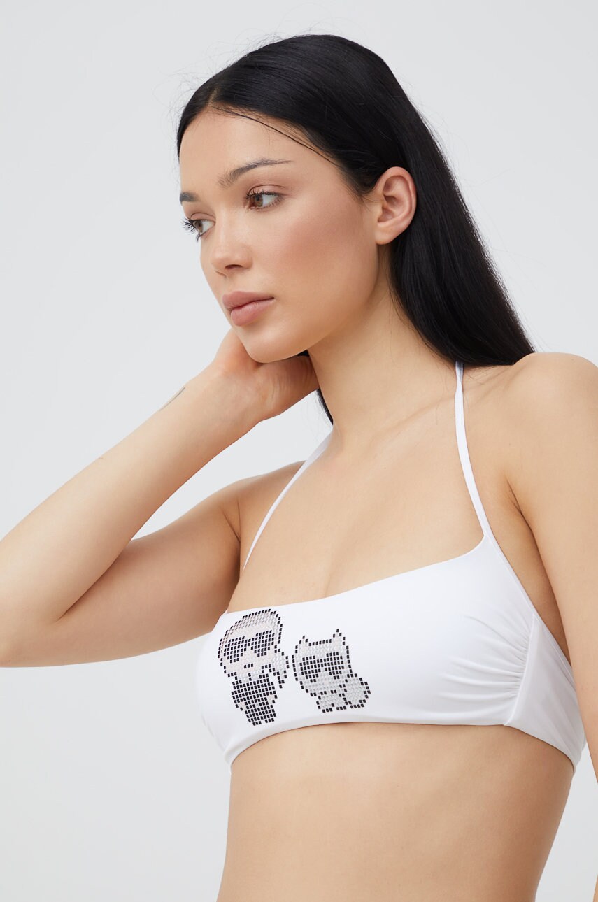 Karl Lagerfeld sutien de baie culoarea alb, cupa usor rigidizata Karl Lagerfeld sutien de baie culoarea alb, cupa usor rigidizata