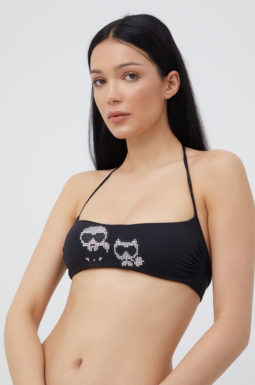 Karl Lagerfeld sutien de baie culoarea negru, cupa usor rigidizata