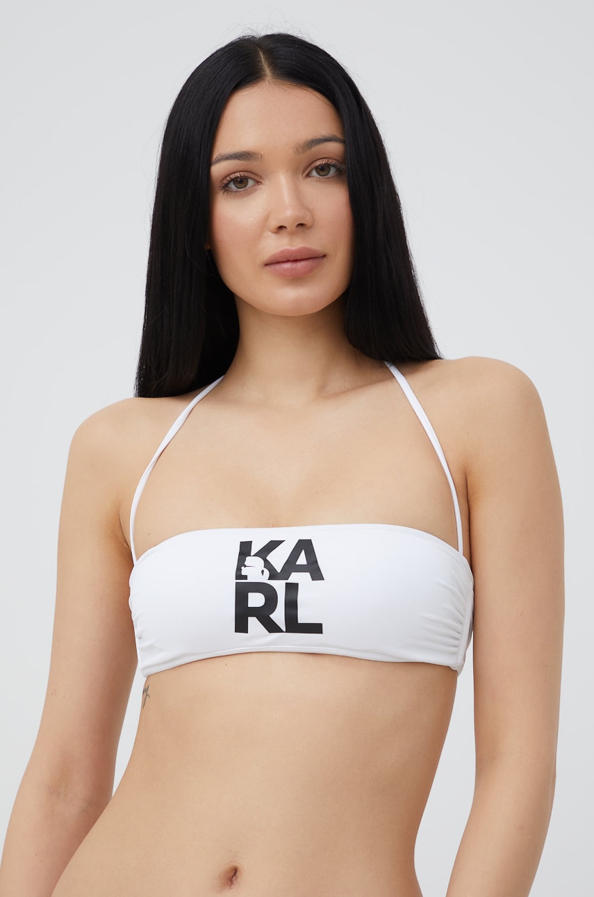 Karl Lagerfeld sutien de baie culoarea alb, cupa rigidizata