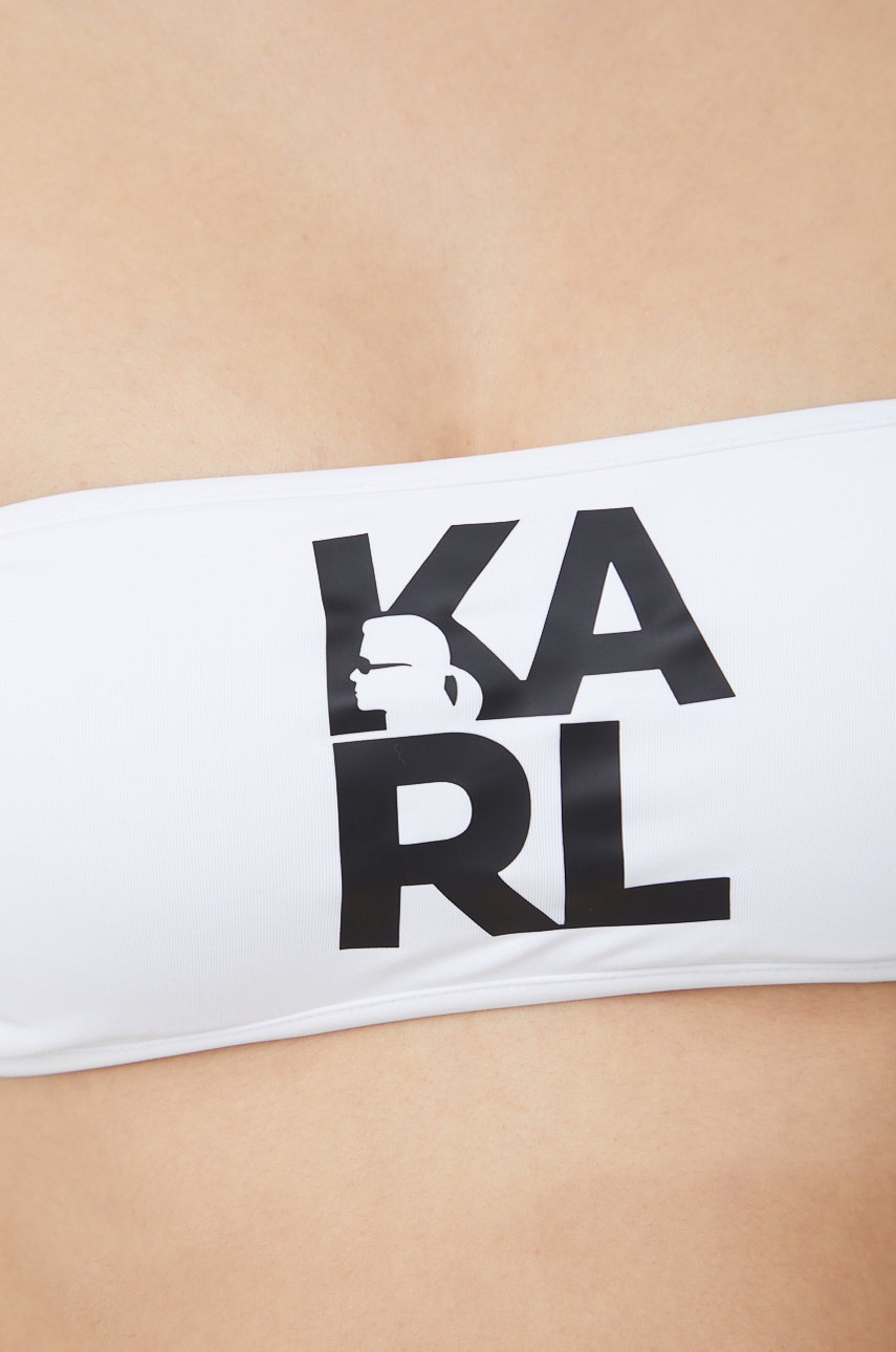 Купальний бюстгальтер Karl Lagerfeld колір білий ущільнена чашечка 