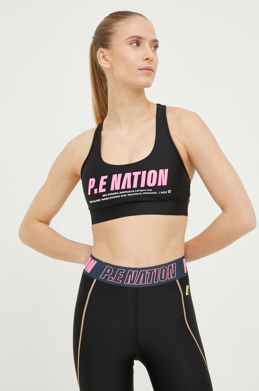 Sportovní podprsenka P.E Nation In Play černá barva - černá -  70% Recyklovaný polyester