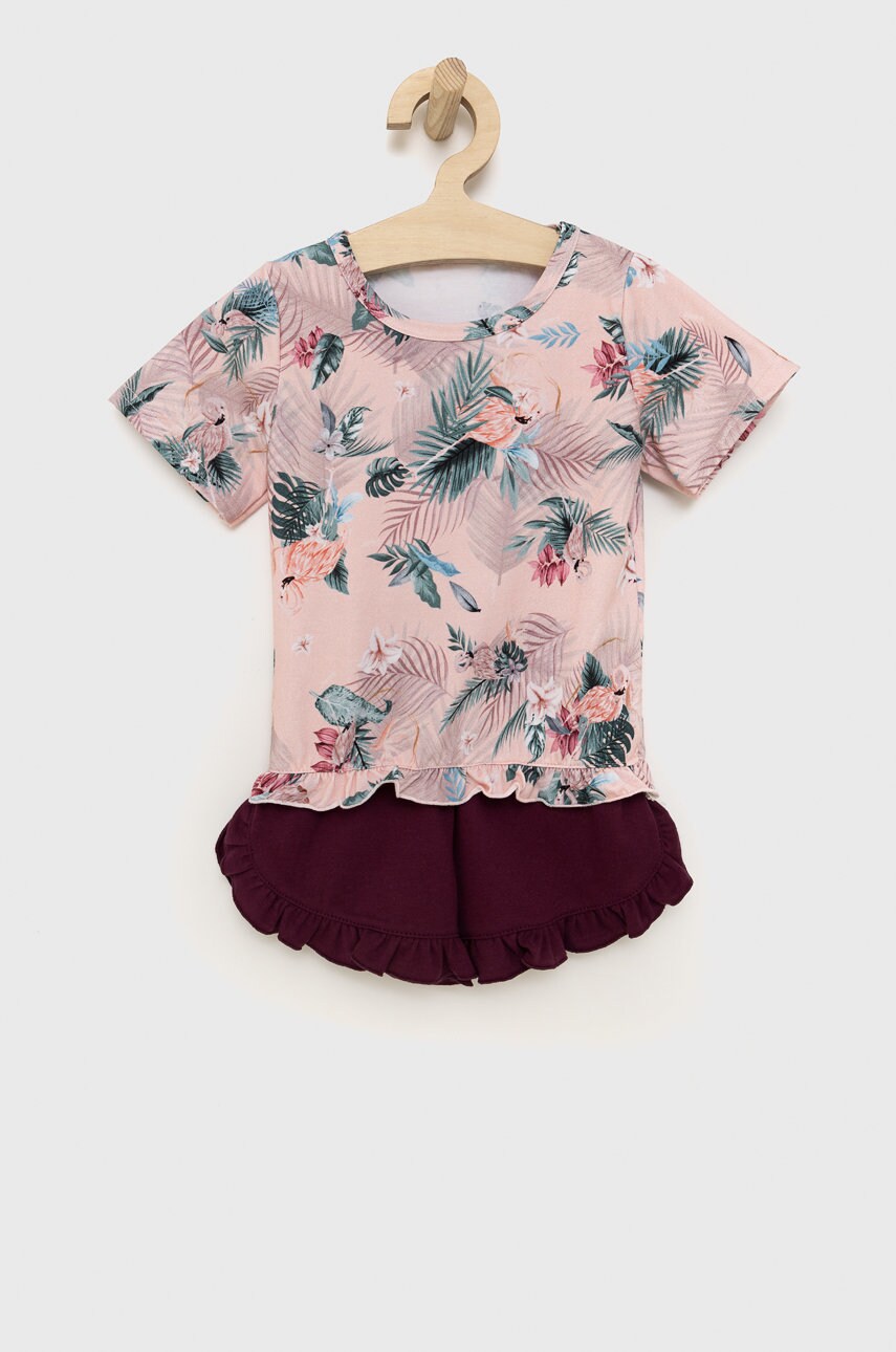 Jamiks pijama copii culoarea violet, neted