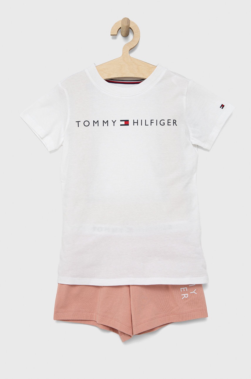 

Детска памучна пижама Tommy Hilfiger в бяло с принт, Бял