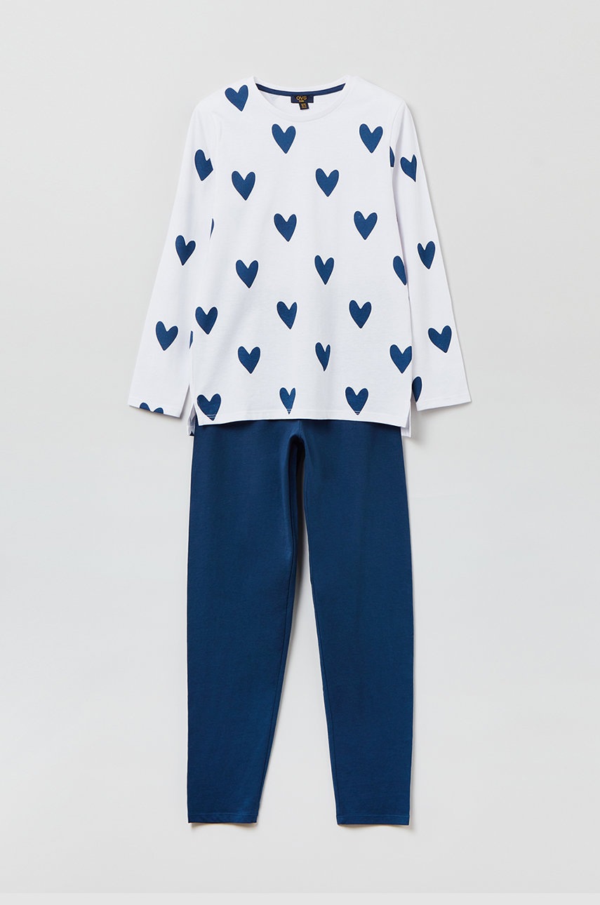 

Детска памучна пижама OVS в бяло с десен, Бял