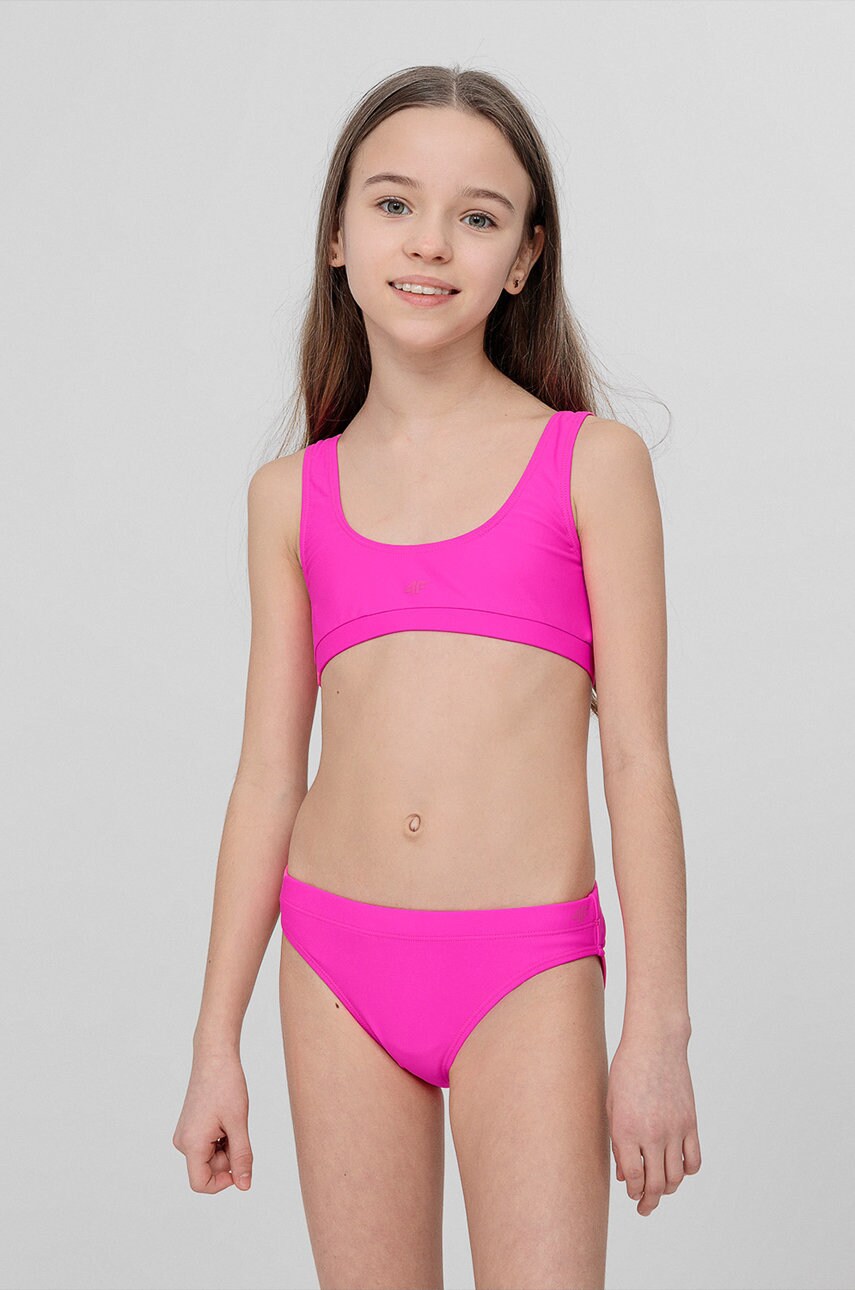 4F costum de baie copii culoarea roz