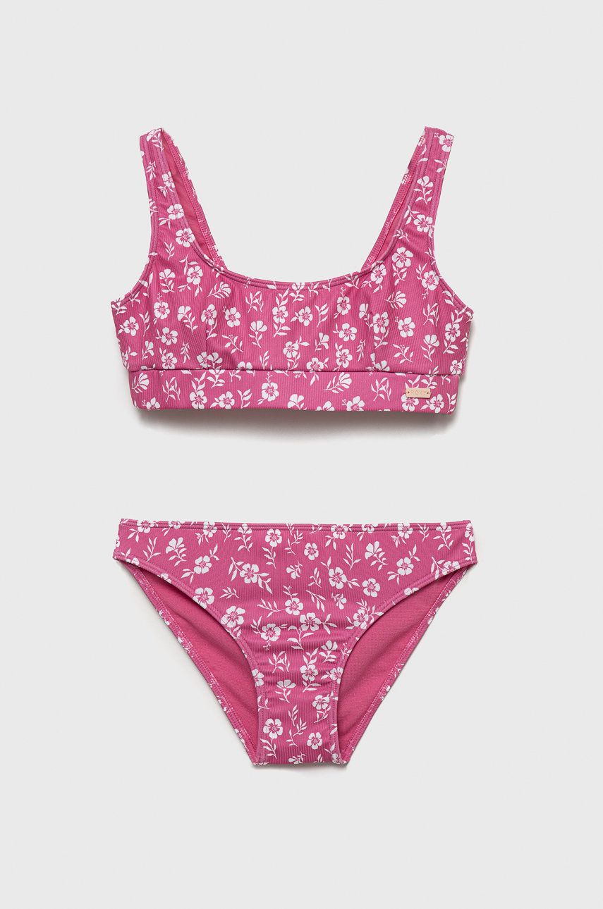 Roxy dwuczęściowy strój kąpielowy dziecięcy kolor różowy