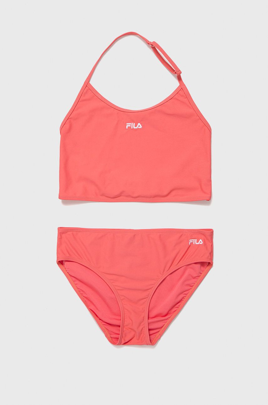 Dvoudílné dětské plavky Fila růžová barva - růžová -  Hlavní materiál: 82% Polyamid