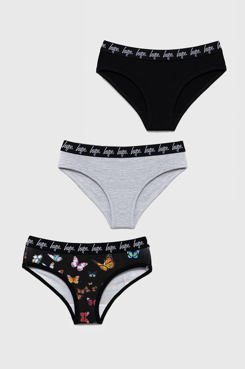 

Детски бикини Hype (3-pack) в черно, Черен