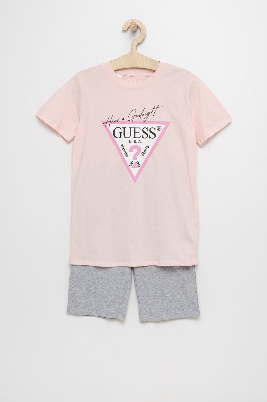 Levně Dětské pyžamo Guess růžová barva, s potiskem