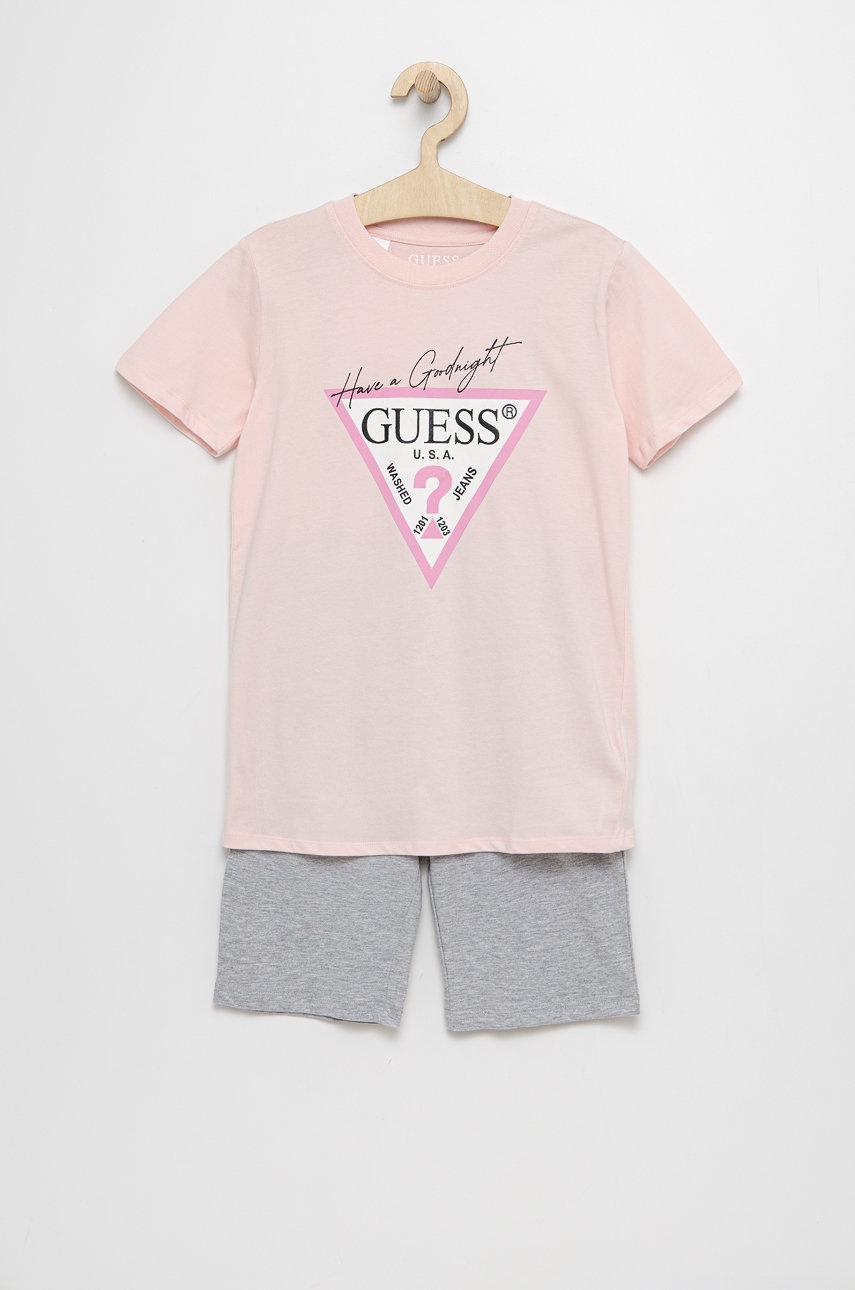 Дитяча піжама Guess колір рожевий з принтом Дитяча піжама Guess колір рожевий з принтом