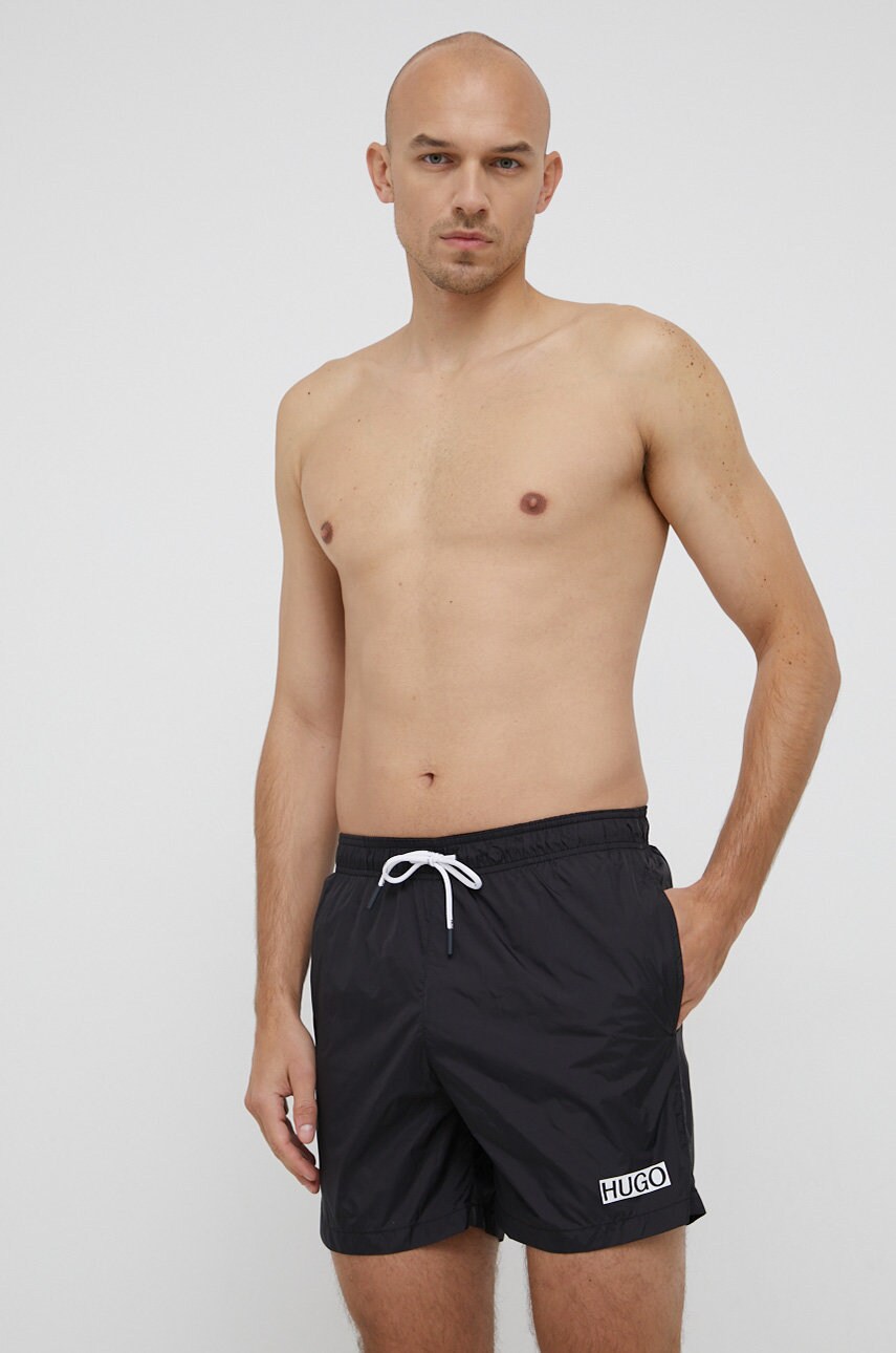 Hugo pantaloni scurți de baie culoarea negru
