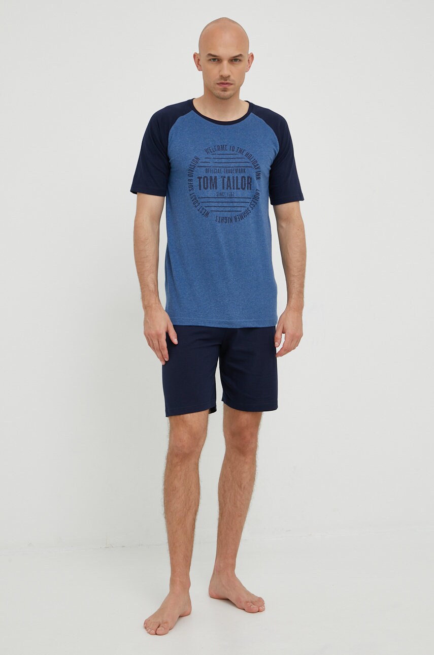 Tom tailor pijama barbati, culoarea albastru marin, cu imprimeu