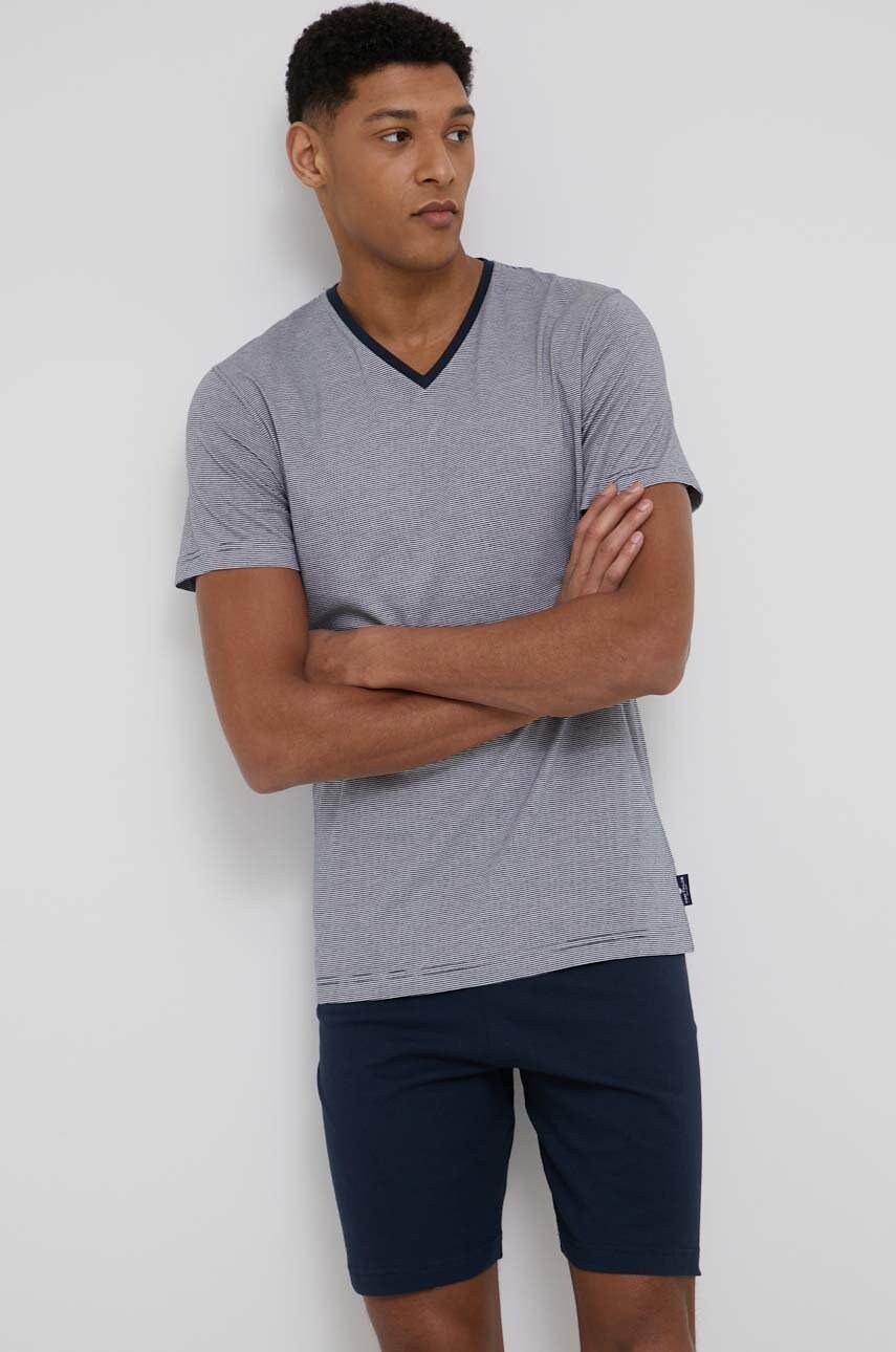 Tom tailor pijamale de bumbac culoarea albastru marin, modelator