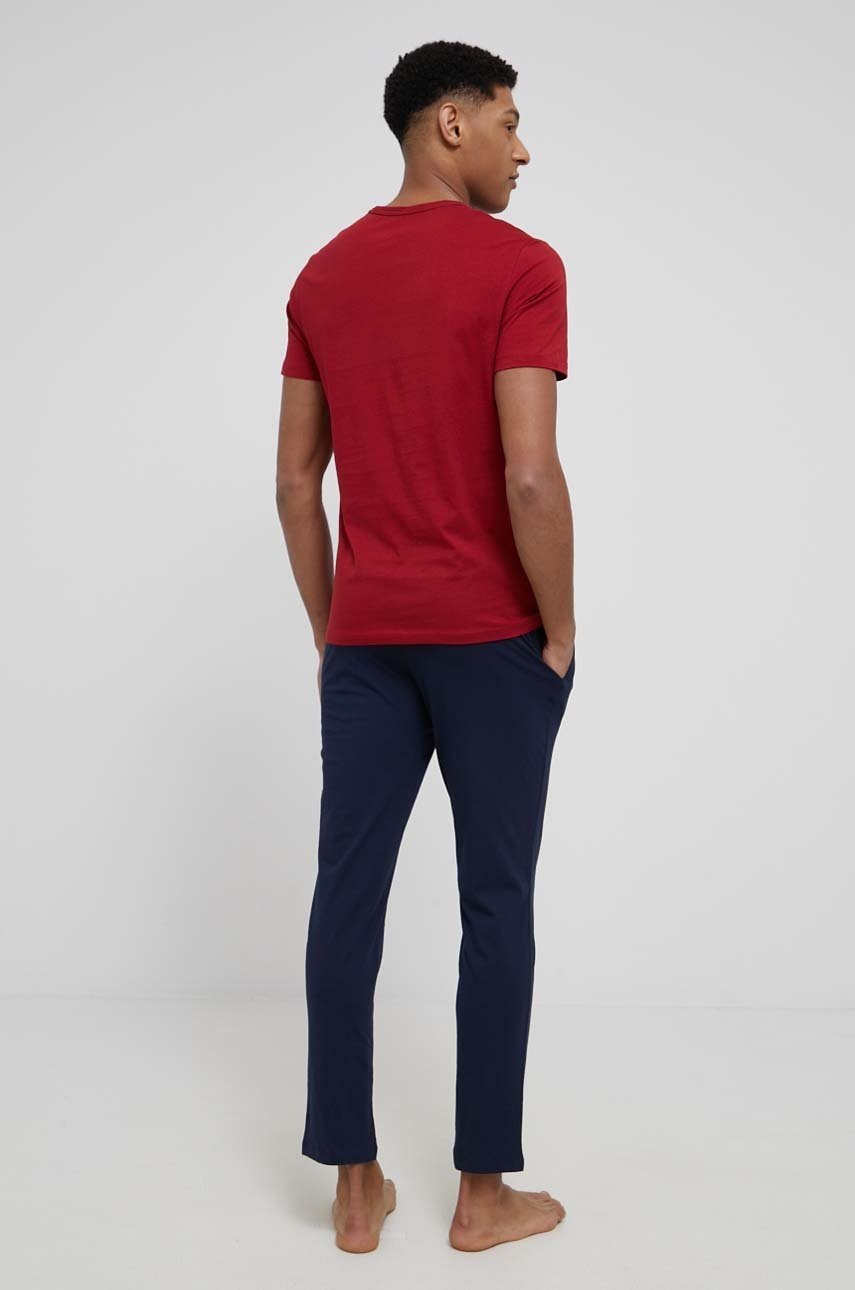 

Хлопковая пижама Jack & Jones цвет бордовый с принтом
