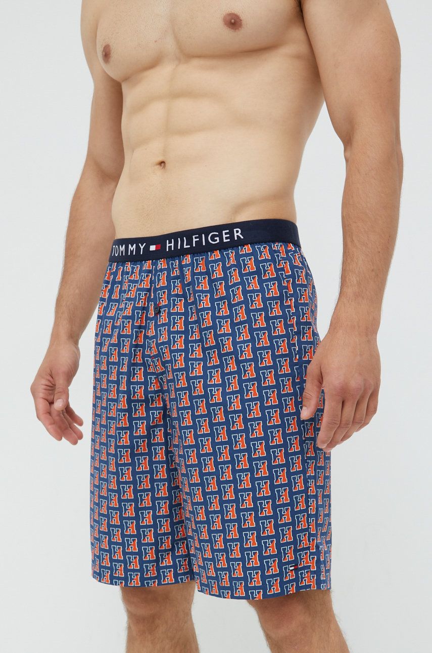 Tommy Hilfiger szorty piżamowe bawełniane kolor granatowy wzorzysta