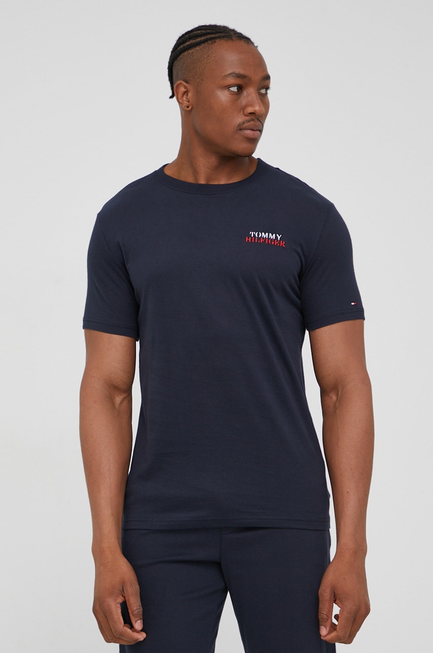

Бавовняна піжама Tommy Hilfiger колір синій однотонна