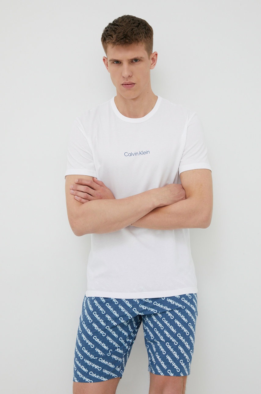 

Пижама Calvin Klein Underwear мъжка в бяло с принт, Бял