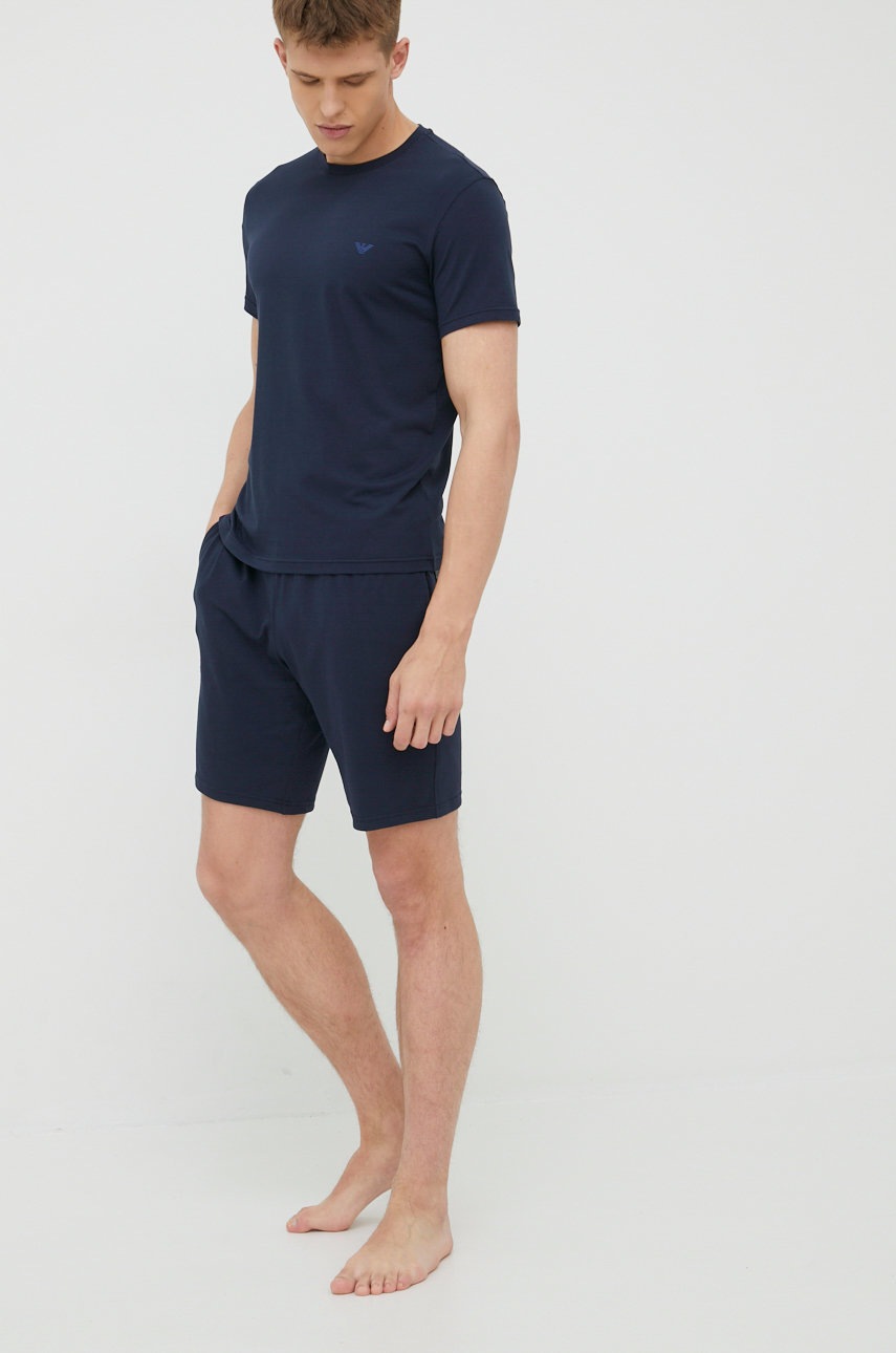 

Пижама Emporio Armani Underwear мъжка в тъмносиньо с изчистен дизайн, Тъмносин