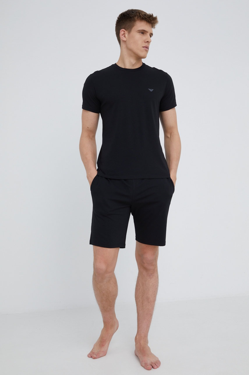 

Пижама Emporio Armani Underwear мъжка в черно с изчистен дизайн, Черен