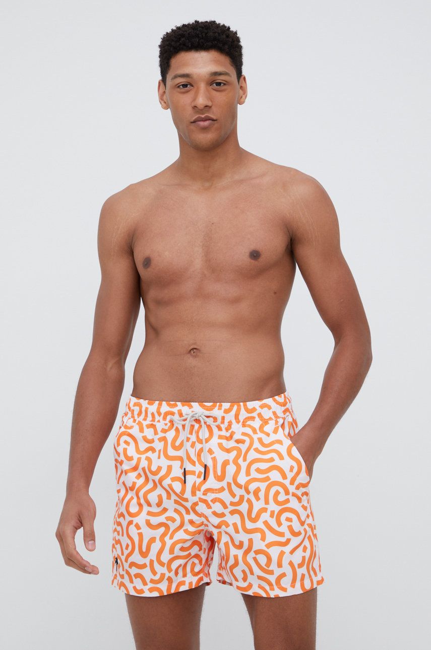Plavkové šortky OAS oranžová barva - oranžová -  100% Polyester