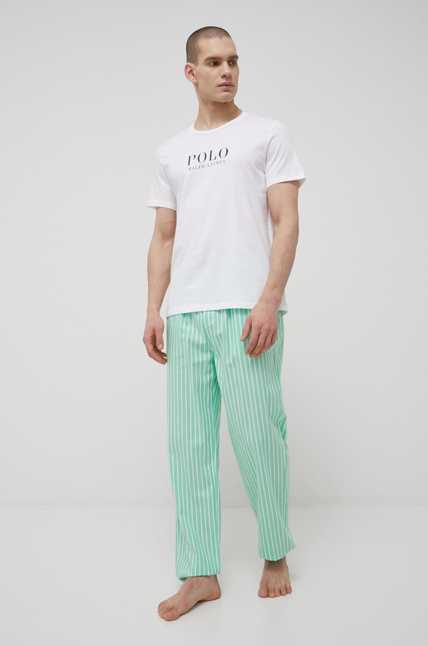 

Памучна пижама Polo Ralph Lauren в зелено с принт, Зелен