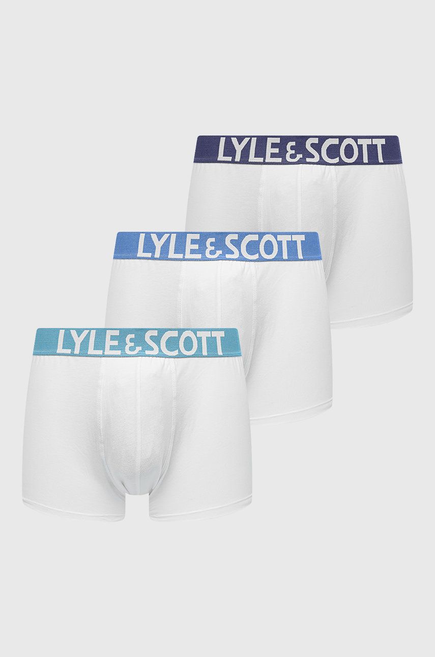 Lyle & Scott boxeri Daniel (3-pack) barbati, culoarea alb