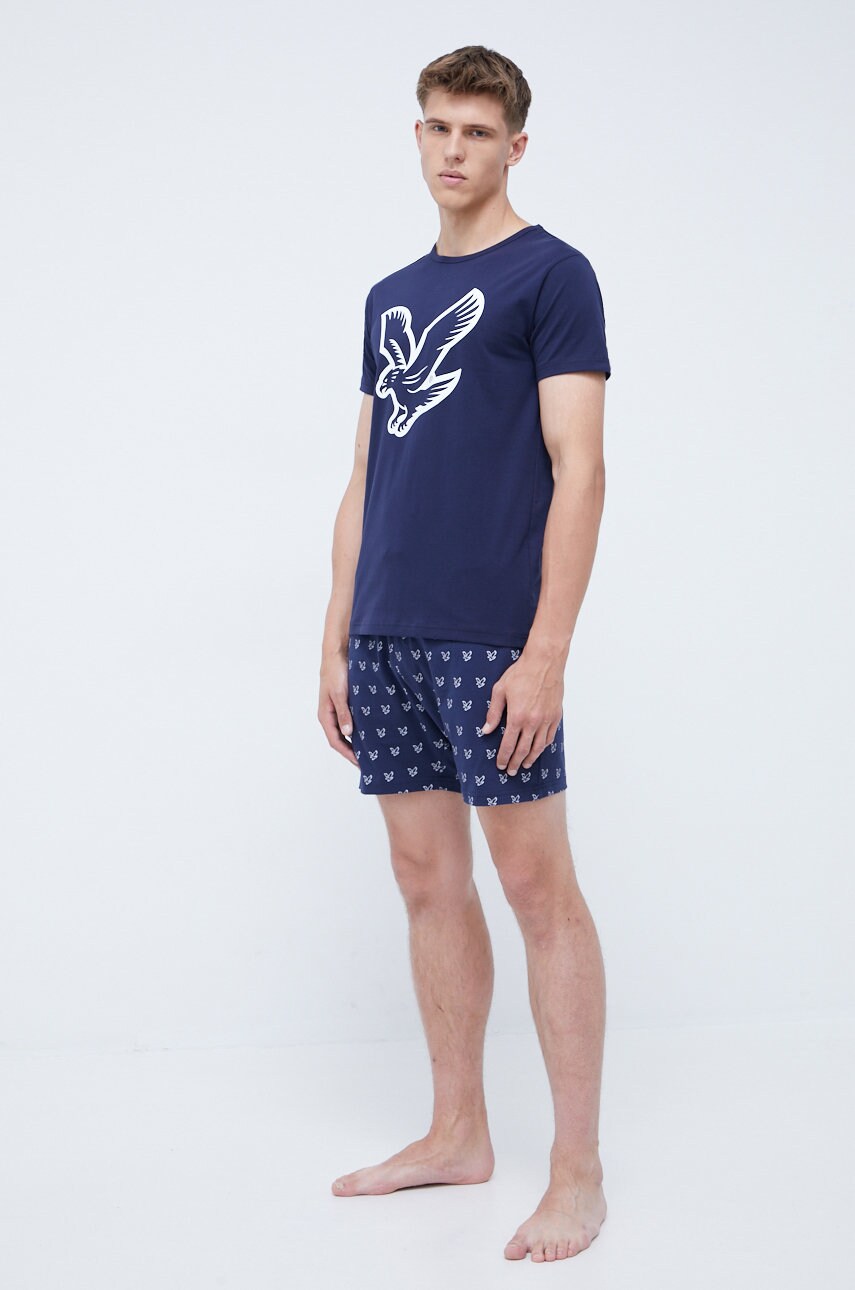 

Пижама Lyle & Scott Griffin мужская цвет синий с принтом