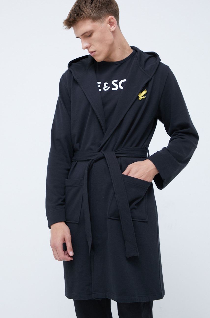 

Хлопковый халат Lyle & Scott Enzo цвет чёрный