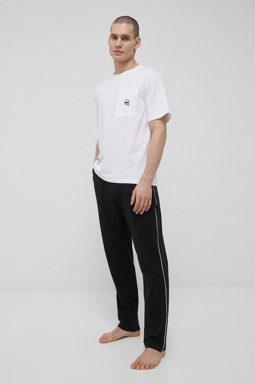 Levně Pyžamo Karl Lagerfeld černá barva, s aplikací