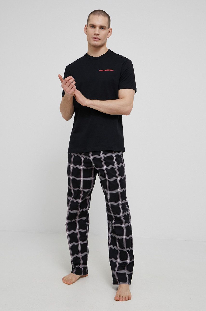 Karl Lagerfeld pijama barbati, culoarea negru, neted answear.ro