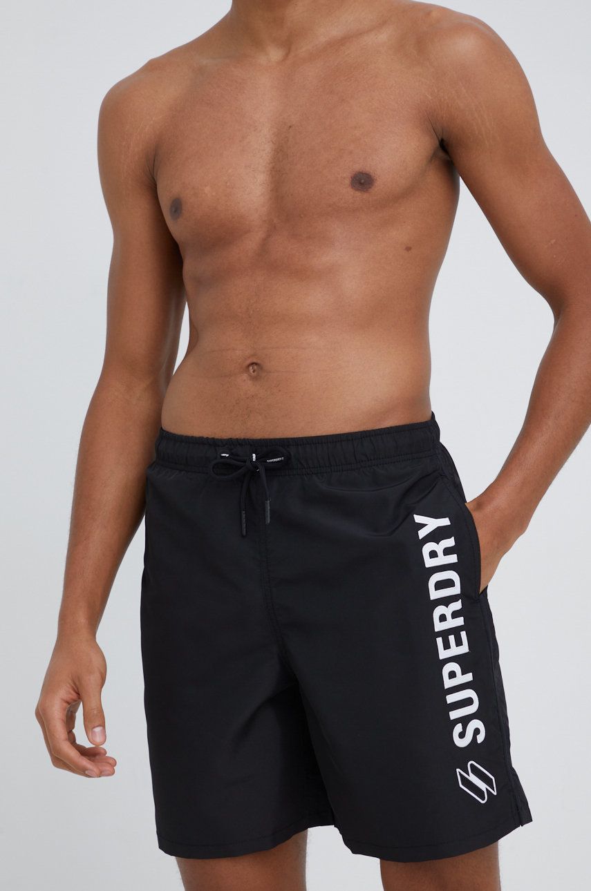 Plavkové šortky Superdry černá barva - černá -  Hlavní materiál: 100% Recyklovaný polyester