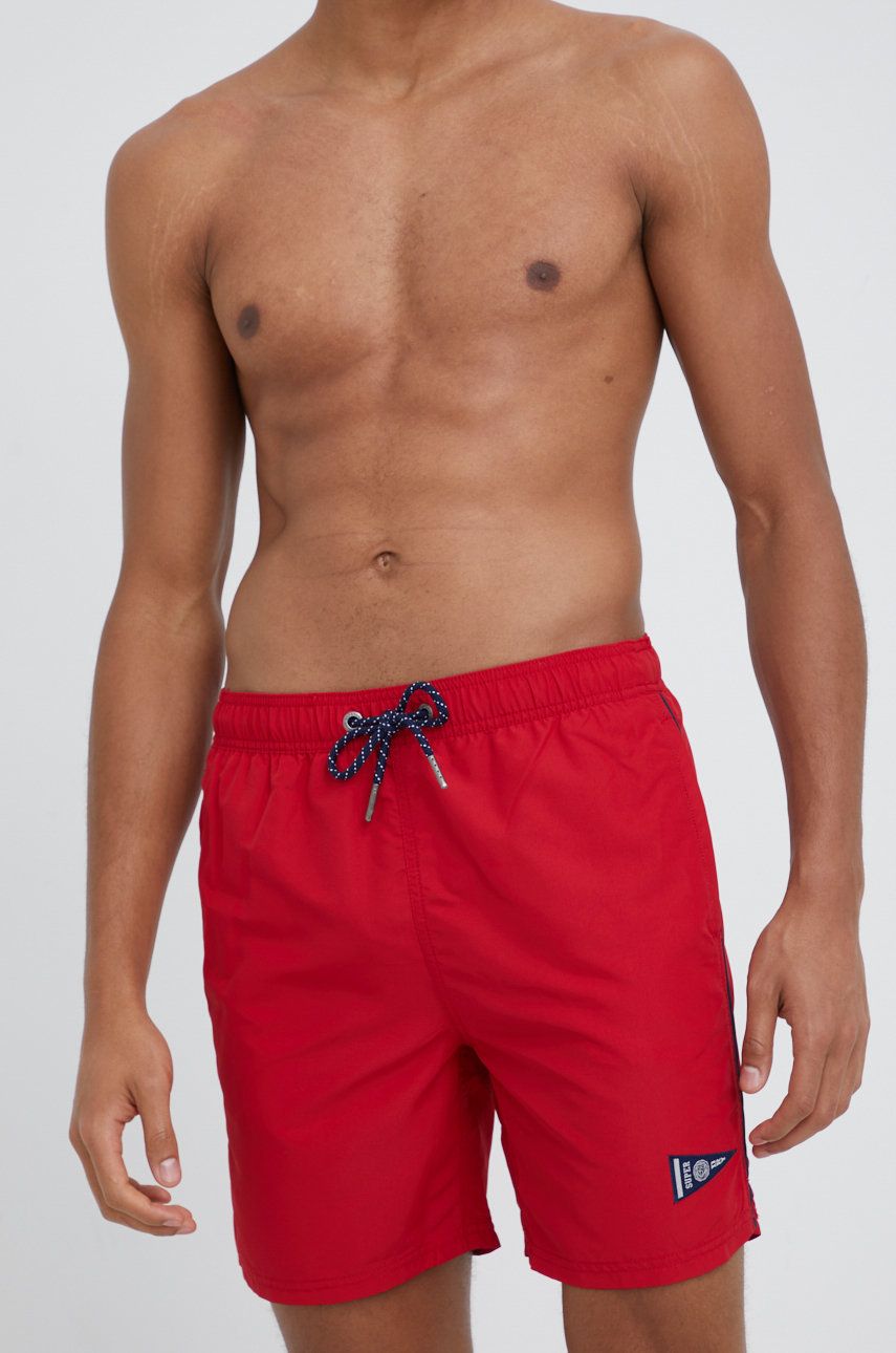 Superdry pantaloni scurti de baie culoarea rosu