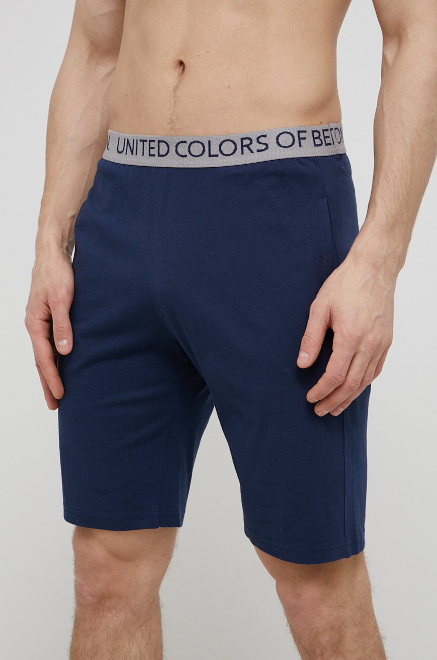 United Colors of Benetton pantaloni scurti de pijama culoarea albastru marin, neted