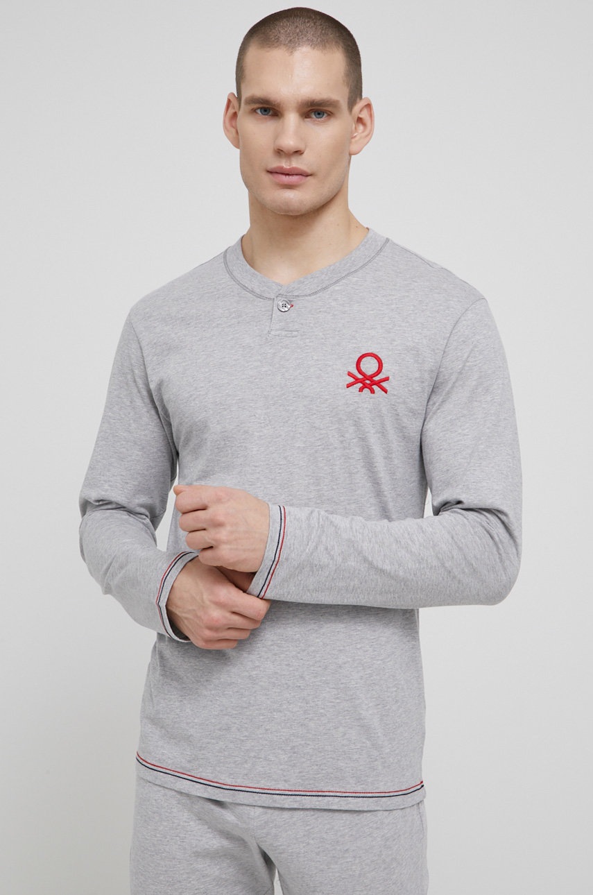 

Бавовняна піжама United Colors of Benetton колір сірий меланж