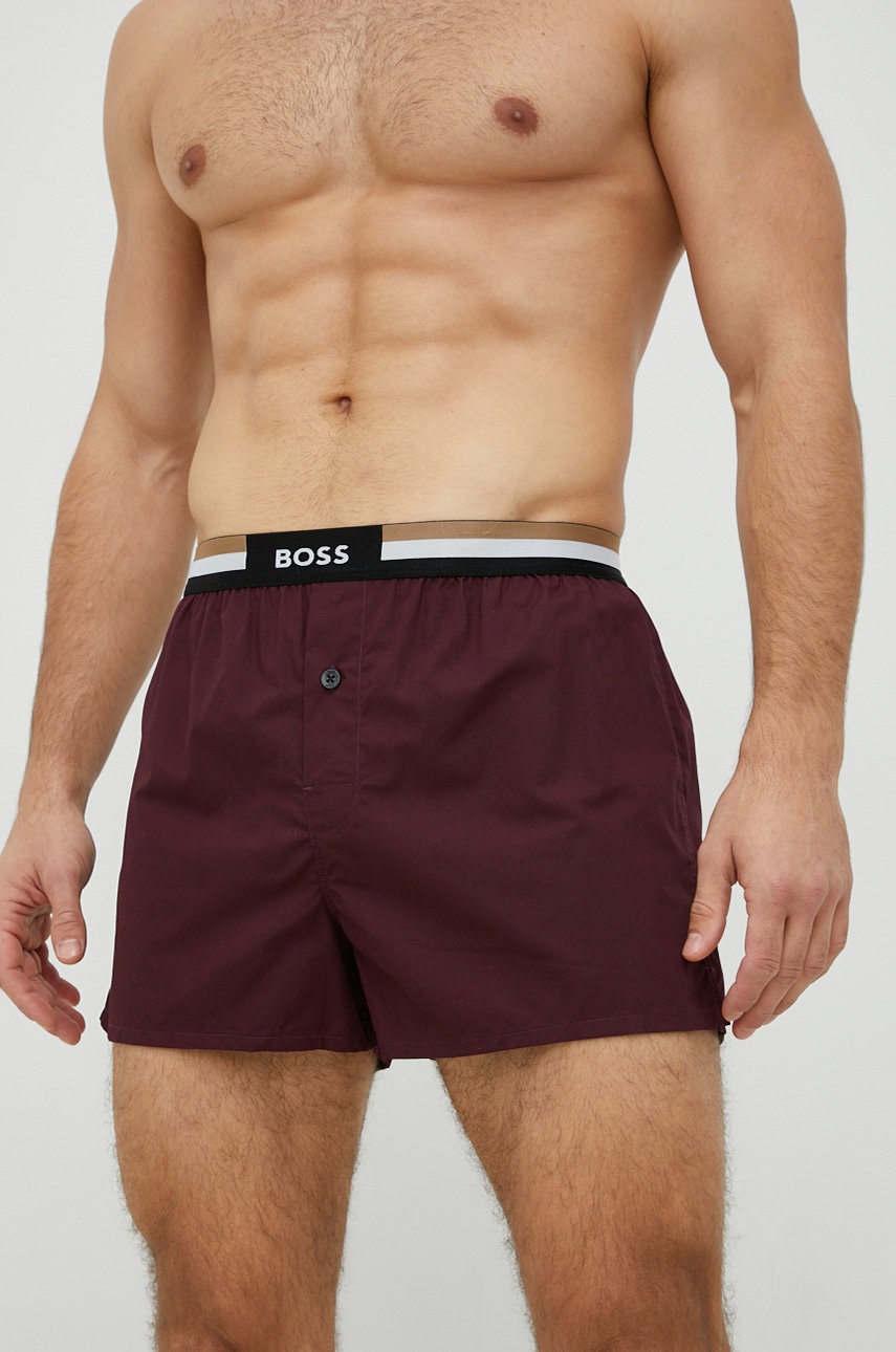 

Бавовняні боксери BOSS 2-pack колір бордовий