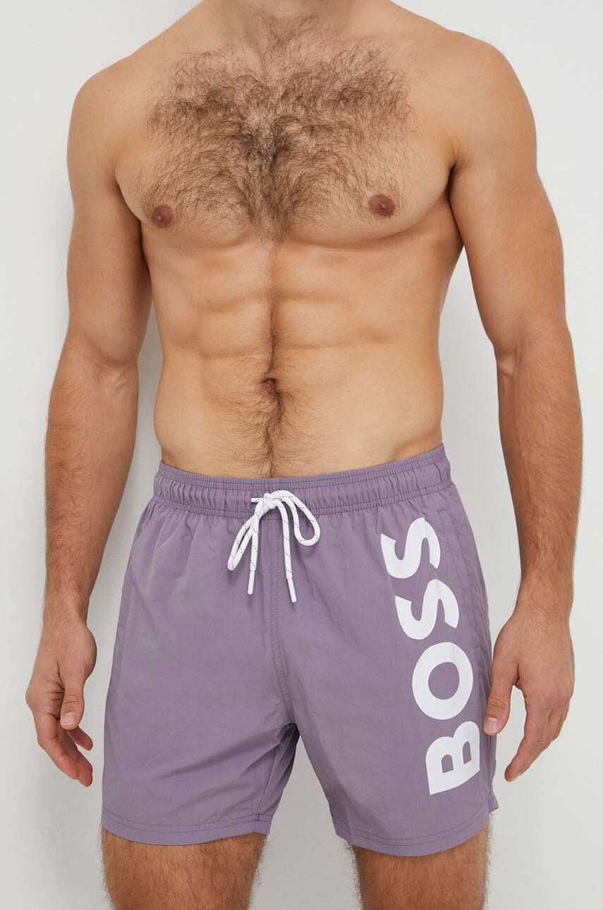 Levně Plavkové šortky BOSS fialová barva, 50469594