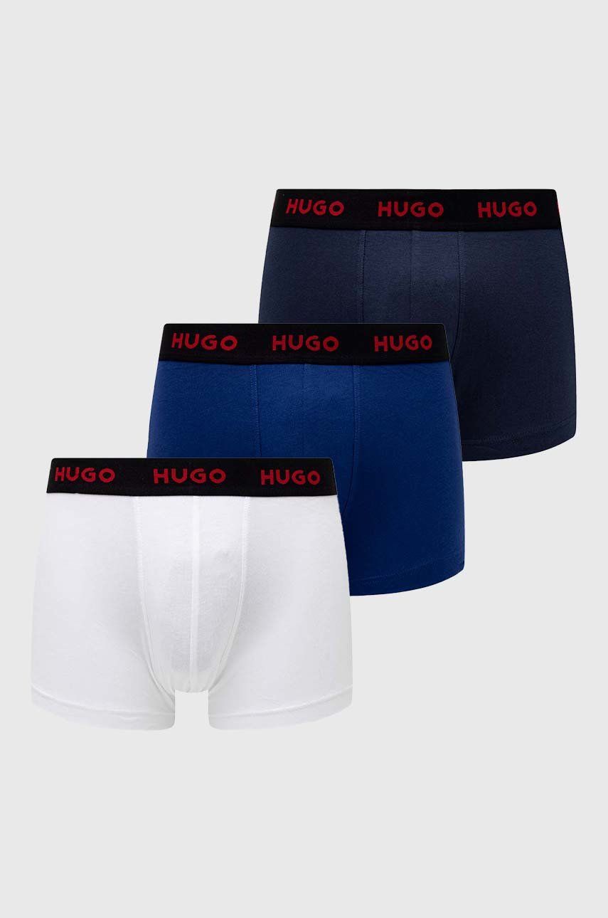 Boxerky HUGO (3-pack) pánské, tmavomodrá barva, 50469766
