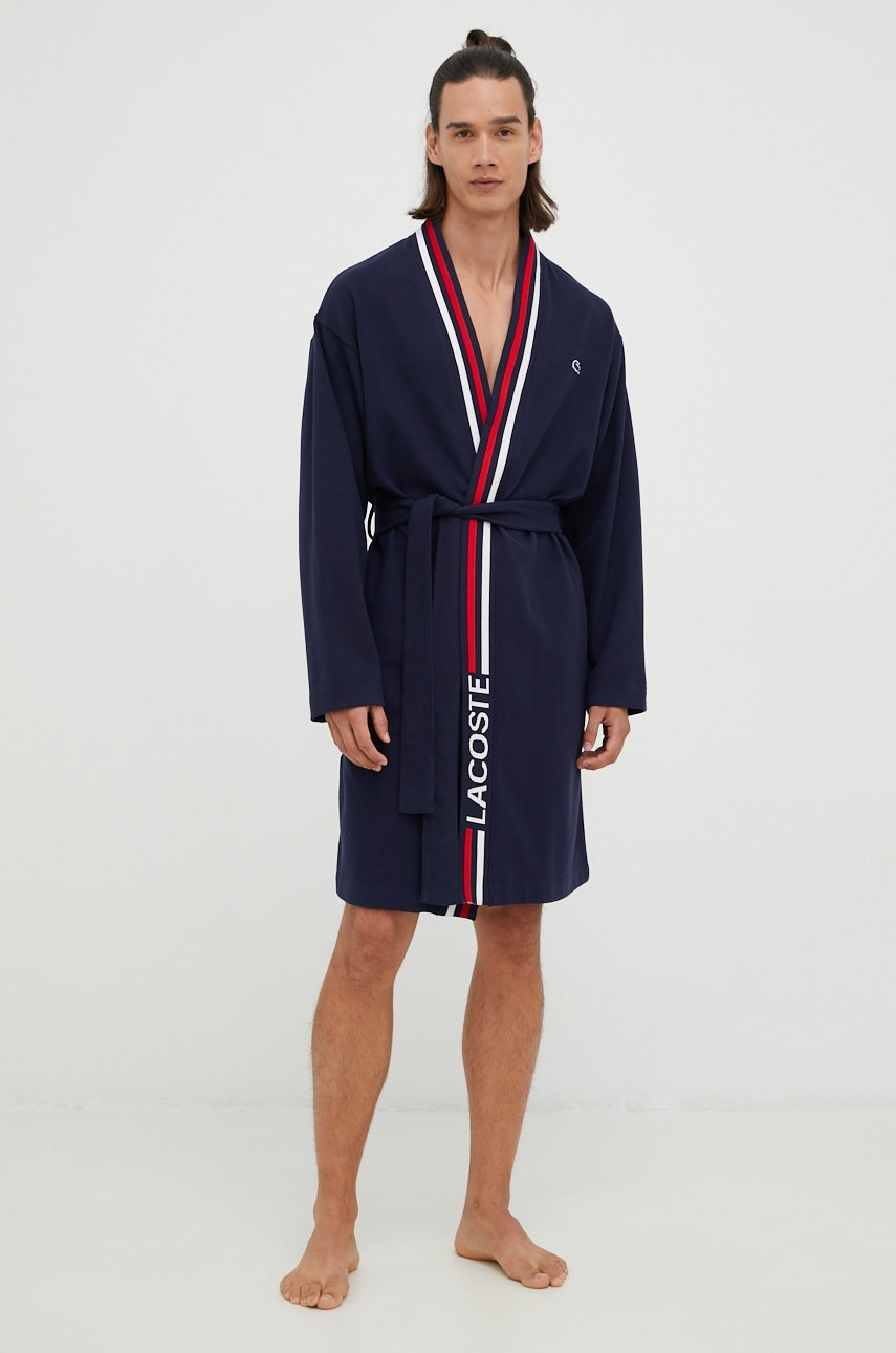 

Бавовняний халат Lacoste колір синій