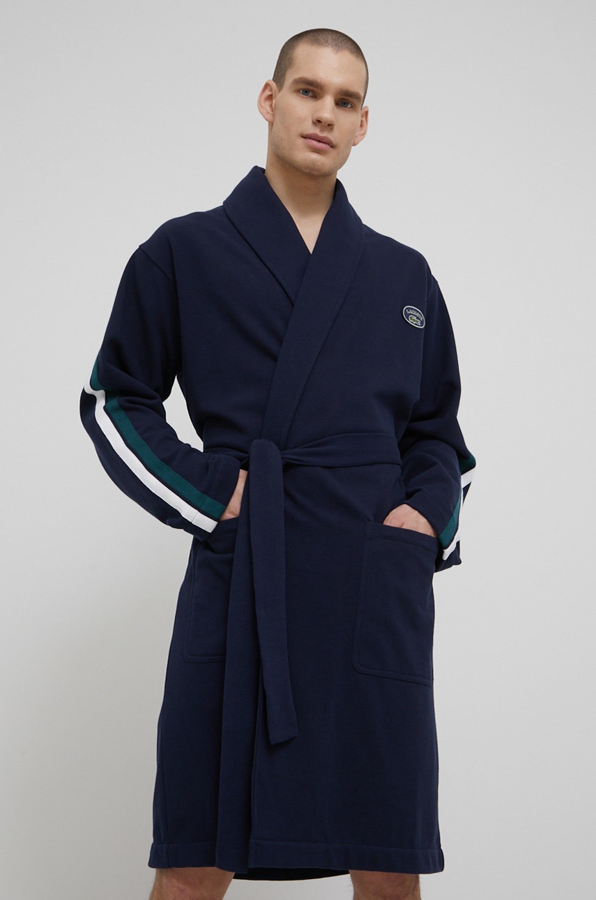 

Хлопковый халат Lacoste цвет синий