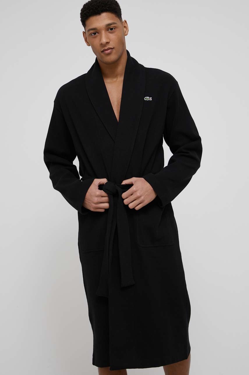 

Бавовняний халат Lacoste колір чорний